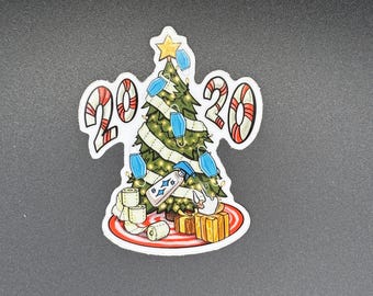 2020 Pandemic Christmas Tree Sticker: Holiday Humor