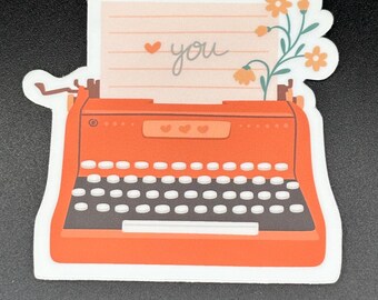 Vintage Typewriter Love Note Sticker – Retro Romantic Aesthetic