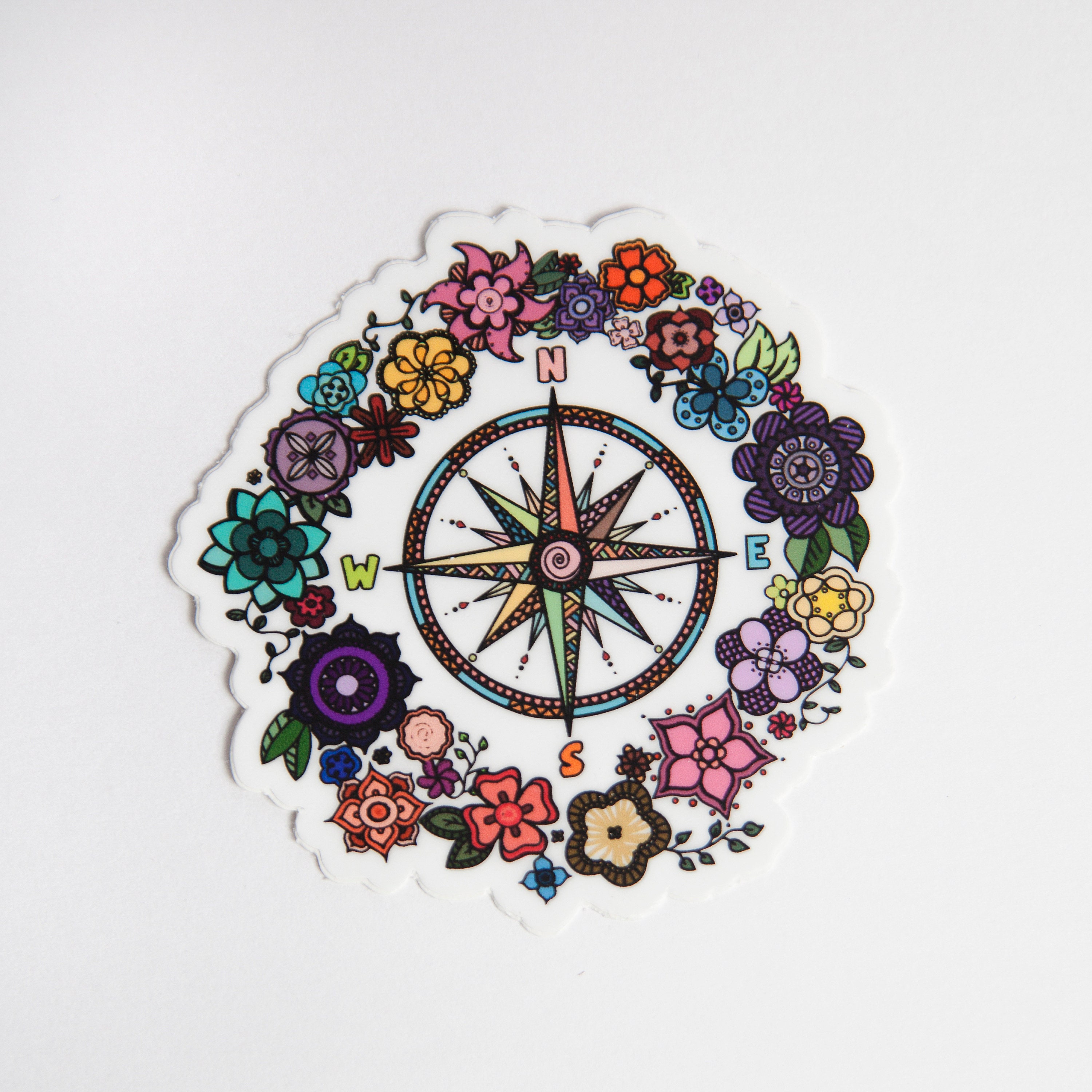 Floral Compass Sticker: Weatherproof Vinyl Decal for Nature Lovers - Etsy