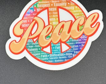 Peace Word Collage Vinyl Sticker – 3.5" x 2.75"