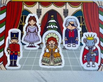 Nutcracker Ballet Sticker Sheet: Holiday Dance Stickers