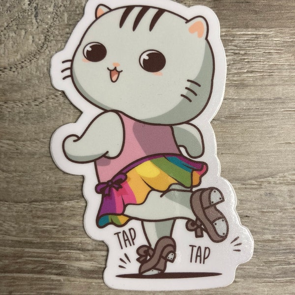 Tap Kitty Dance Vinyl Sticker, Vinyl Decal, Laptop Sticker, Dance Sticker, Gifts For Dancers,