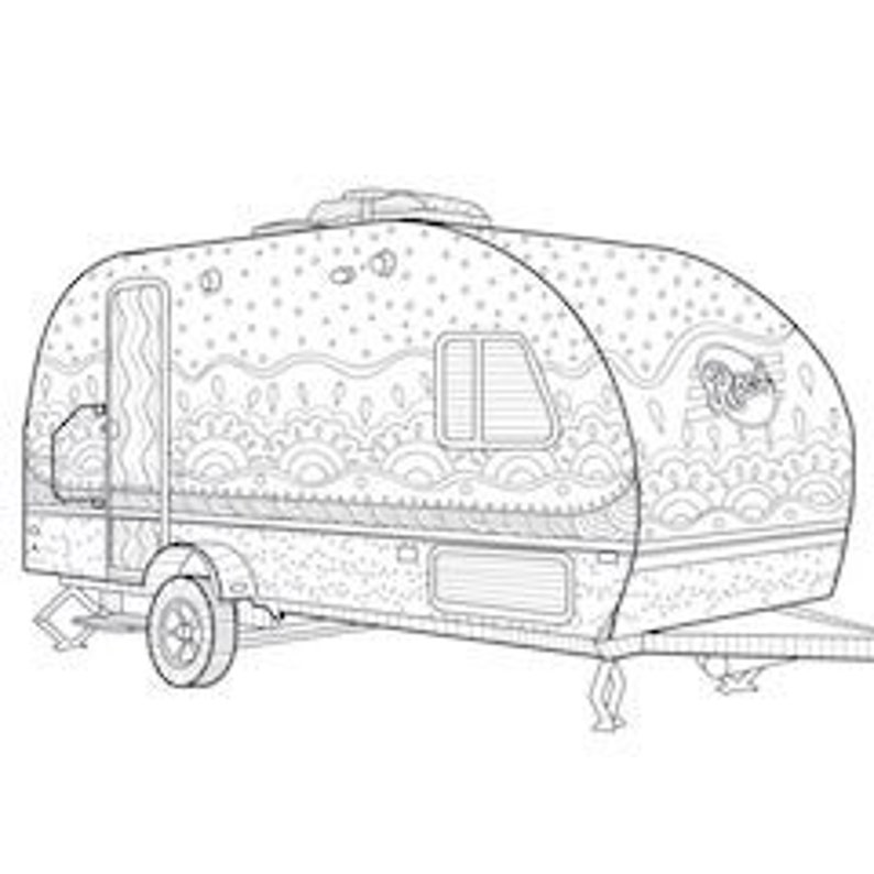 Printable Coloring Page Zentangle Camping Coloring Book image 1