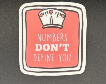 Mirror Affirmation Decal – “Numbers Don’t Define You” Body Positivity Sticker, Recovery Reminder
