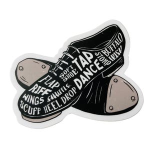 Tap Shoes Terminology Vinyl Sticker: Gift for Dancers