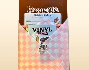 Big Edna’s Kitchen Recipe Bundle – Brownie Recipe Book, 10 Recipe Cards & Vinyl Sticker Gift Set