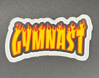 Gymnast Flame Sticker: Edgy Fire Design, Weatherproof Vinyl