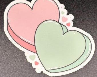 Valentine Candy Conversation Hearts Vinyl Sticker, Valentine Sticker