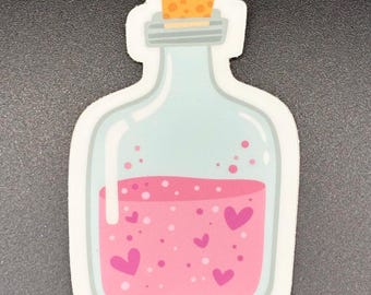 Love Potion Bottle Sticker – Whimsical Heart Magic - 3" x 3"