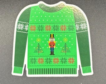 Nutcracker Ugly Sweater Vinyl Sticker, Ballet  Dance Gift