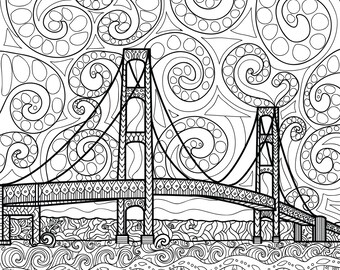 Printable Coloring Page Zentangle Mackinac Island Coloring Book