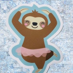 Sloth in Tutu Dance Sticker, Vinyl Decal, Laptop Sticker, Dance Sticker, Gifts For Dancers, Ballet Gifts