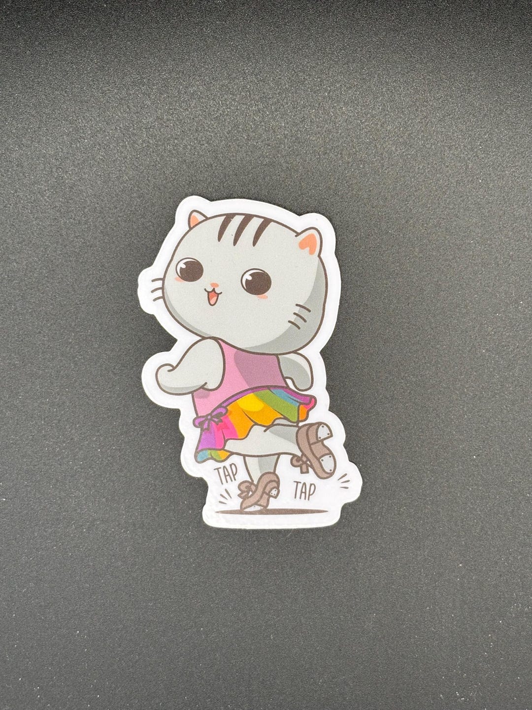 Tap Dancing Cat Sticker – Adorable Rainbow Skirt Design – 1.98" X 3" - Etsy
