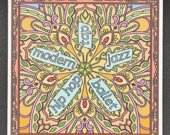 Dance Styles Mandala Sticker: Ballet, Jazz, Hip Hop (3"x3")