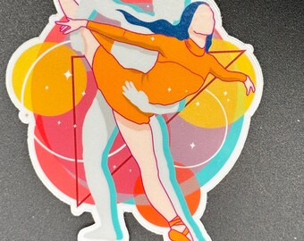 Ballet Dancer Vinyl Sticker: Modern Geometric Design