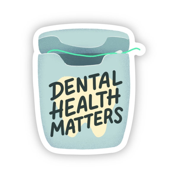 Dental Health Matters MINI Vinyl Sticker, Dental Health, Oral Hygiene, Teeth, Gifts for Dentists, Dental Gift, Charity Sticker