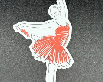 Ballerina Silhouette Sticker: Elegant Ballet Dancer, Blue or Red Tutu