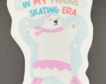 Figure Skating Polar Bear Sticker: Waterproof Laptop Decal