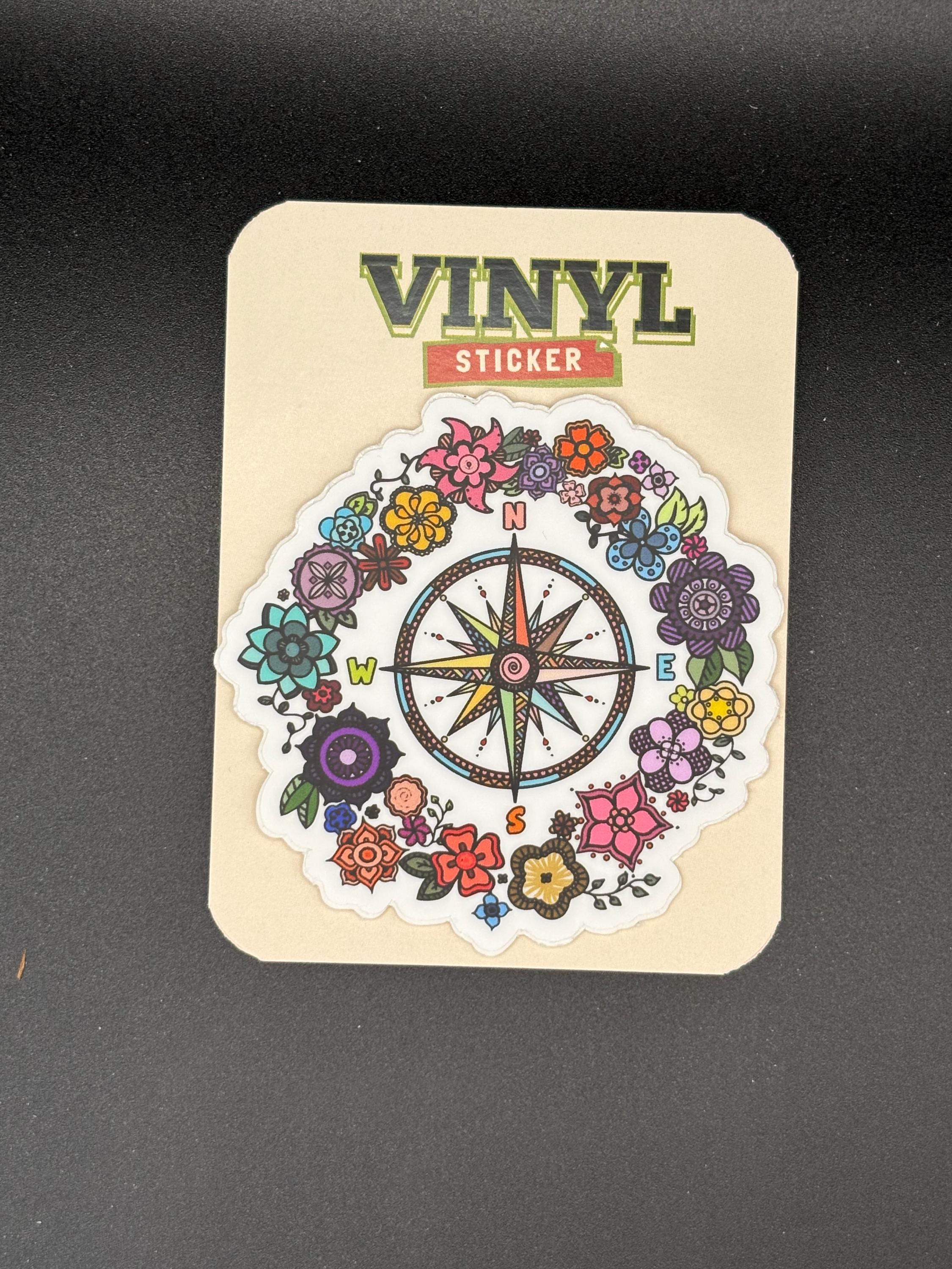 Floral Compass Sticker: Weatherproof Vinyl Decal for Nature Lovers - Etsy