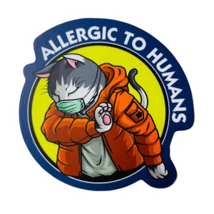 Allergic To Humans Introverted Cat Sticker, Denali & Co.