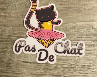 Pas De Chat Cat Vinyl Dance Sticker, Vinyl Decal, Laptop Sticker, Dance Sticker, Gifts For Dancers, Ballet Gifts