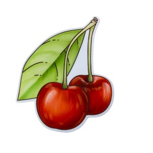 Mini Cherry Vinyl Sticker, 1.5&quot; x 2&quot;, Fruit Sticker