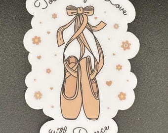 Toe-Tally In Love With Dance Valentine Sticker, 2" x 3"