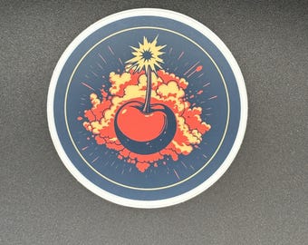 Explosive Cherry Sticker, 3" x 3"