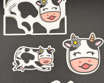 Cute Cow Mini Sticker Pack – Set of 4 Farm Animal Stickers