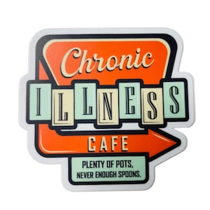 Chronic Illness Cafe Sticker – Retro Diner Style POTS & Spoons