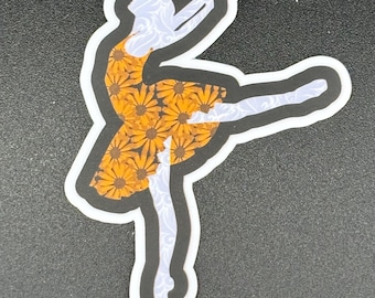 Daisy Ballet Dancer Sticker: Weatherproof Vinyl Decal (3" x 2")