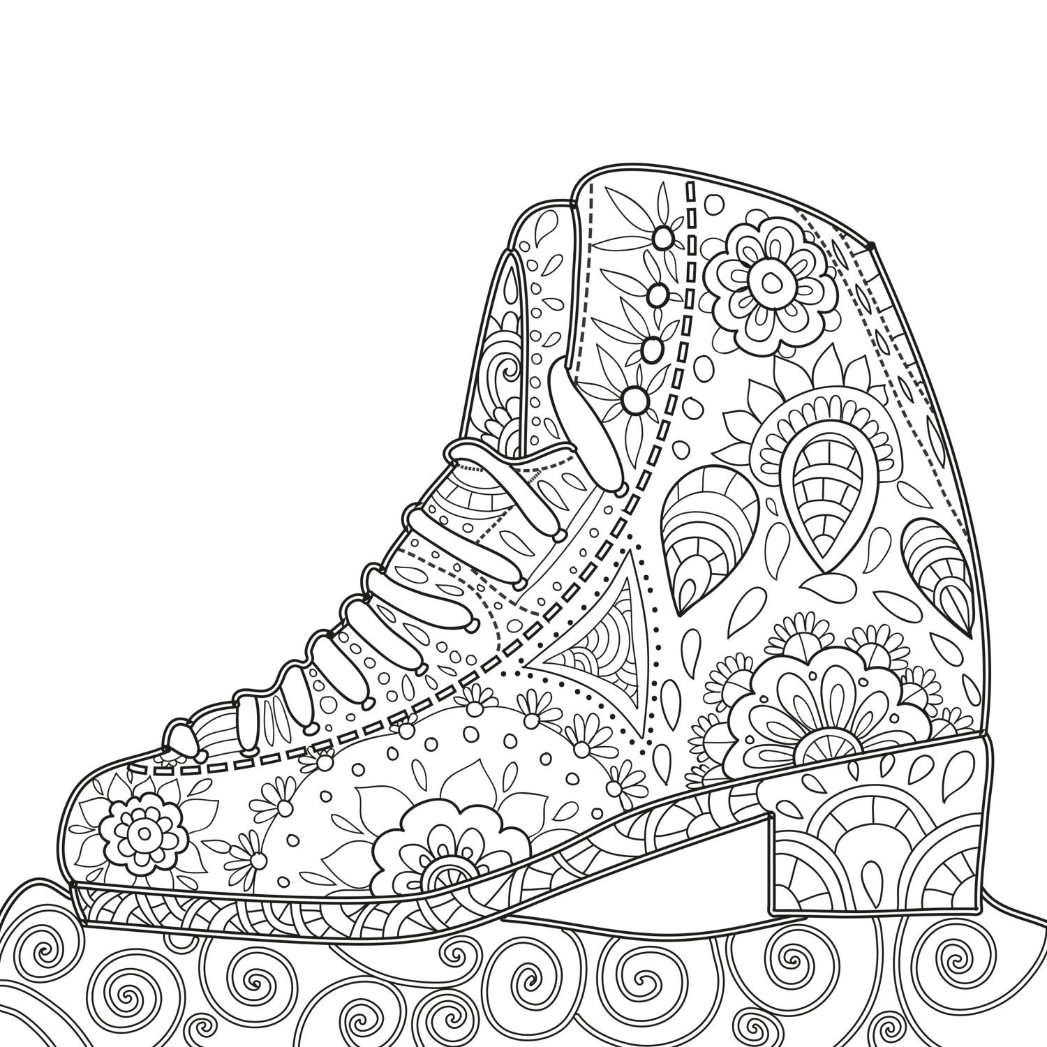Download 2 Printable Coloring Pages Zentangle Figure Skating Coloring | Etsy