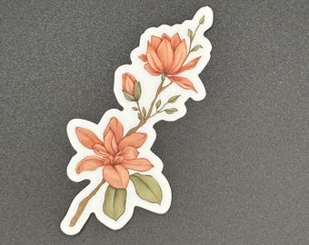Magnolia Flower Vinyl Sticker, Floral Sticker