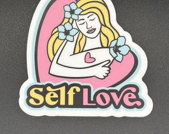 Mirror Affirmation Decal – “Self Love” Sticker, Mental Health & Self-Care Reminder, Feminine Vinyl Decal