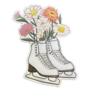 Figure Skating Floral Skate w/ Bouquet Sticker, Skate Sticker, 2.2&quot;x 3&quot;, Denali & Co Bestseller