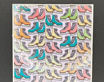 Pastel Ice Skates Pattern Sticker - Figure Skating Gift