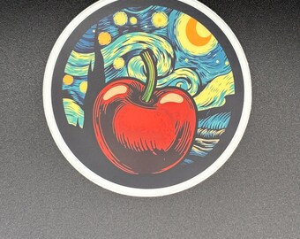 Starry Cherry Night Sticker: Traverse City Art, Waterproof Vinyl (3" x 3")