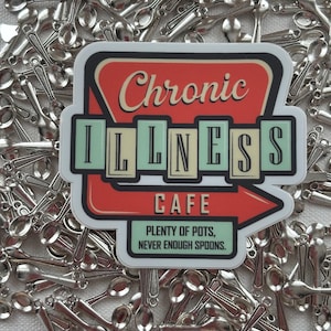 Chronic Illness Cafe Sticker – Retro Diner Style POTS & Spoons