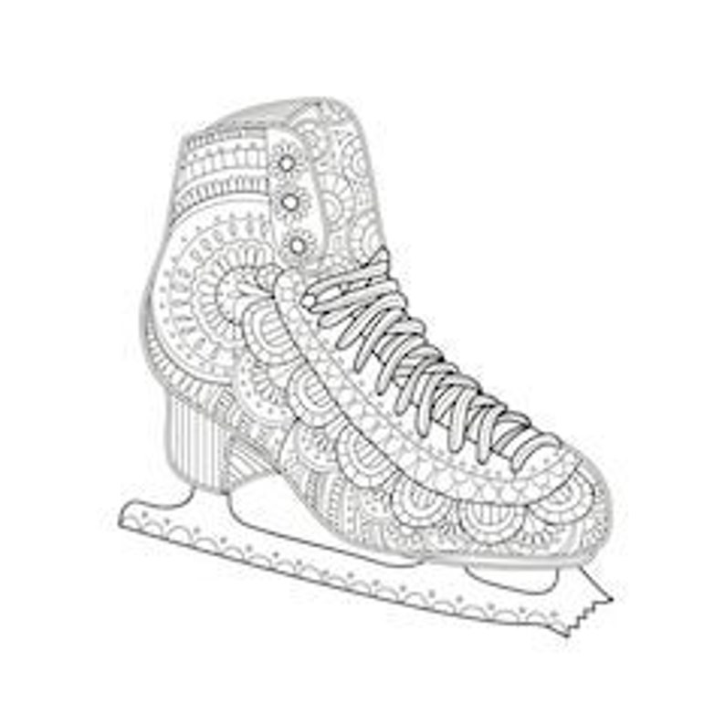 Printable Figure Skating Zentangle Coloring Page, Ice Skating Coloring Page, Instant Download image 1