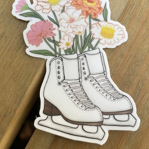 Figure Skating Skate w/ Bouquet Sticker, Laptop Sticker, Skate Sticker,  Gifts For Figure Skaters, Ice Skating
