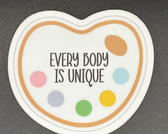 Mirror Affirmation Decal – “Every Body Is Unique” Body Positivity Sticker, Self Love Reminder