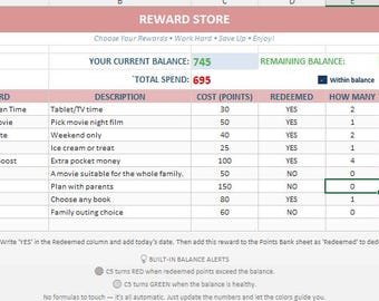 Kids Chore Chart Excel Template | Responsibility Tracker, Reward System, Behavior Chart, Routine Planner | Digital Download
