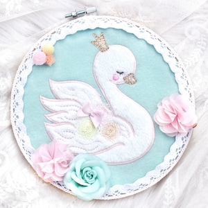 Embroidery file Swan 13x18 applique swan embroidery patterns bird animals lake summer princess princess cute crown embroidery designs Baby