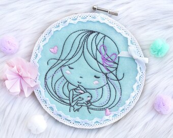 Embroidery file "bunny girl" 10x10 rabbit bunny rabbit girl girls embroidery files embroidery patterns embroidery files Bunny Embroidery designs