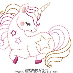 Stickdatei Einhornzauber 10x10 Einhorn unicorn Star Applikation girl Mädchen doodle Stickdateien embroidery patterns embroidery files cute Bild 3