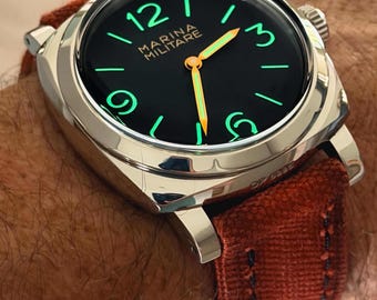 Cinturino per orologio in tela terracotta – Tela arrotolata resistente e foderata in pelle fatta a mano – 20-26 mm – Regalo comodo da indossare tutti i giorni