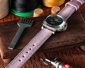 Cinturino per orologio in tela color melanzana – Cinturino regolabile fatto a mano in stile vintage