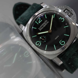 Dark Forest Green Canvas Watch Strap – Handmade Military Style Band – Vintage Rolled Custom Size image 3