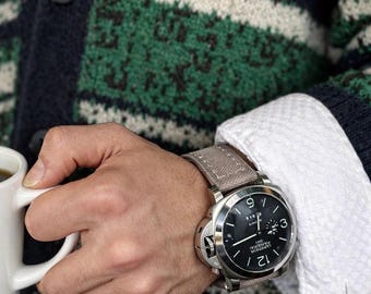 Cinturino per orologio fatto a mano in tela marrone polvere, stile vintage, resistente, minimalista, perfetto per tutti i giorni.