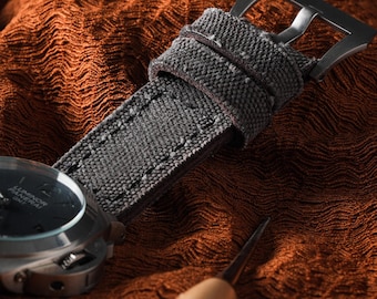 Cinturino per orologio in tela grigio antracite – Cinturino di ricambio in stile militare – 20 mm 22 mm 24 mm